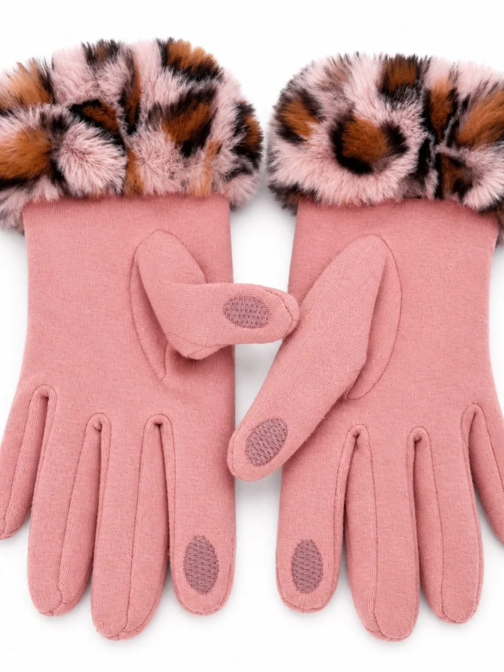 Pink Faux-Fur Trim Women's Winter Gloves